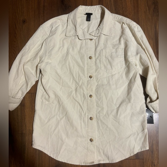 Art Class Girls Long Sleeve Oversized Corduroy Layering Shirt - Ivory - Picture 4 of 4